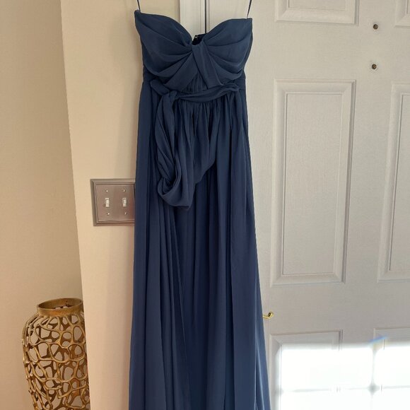 Birdy Grey Grace Convertible Dress Chiffon Slate Blue Size Small - Picture 2 of 4
